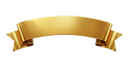 Golden ribbon banner isolated on transparent background