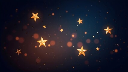 Golden stars float against a dark blue gradient background with bokeh lights, creating a magical, festive atmosphere perfect for holiday or celebration themes.