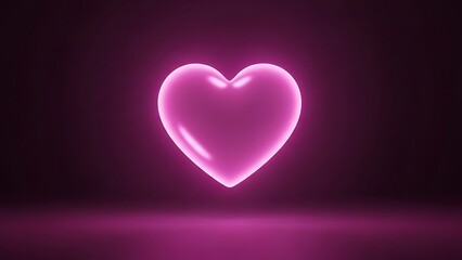 Glowing Pink Heart Neon Light Isolated on Transparent Background