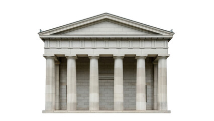 Ancient greek temple facade isolated on transparent background