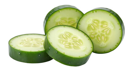 Sliced cucumber isolated on transparent background