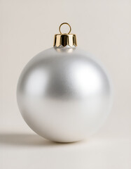 Silver Matte Christmas Ornament Ball with Gold Cap