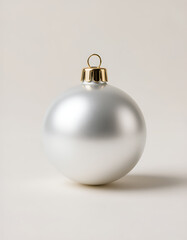 Silver Matte Christmas Ornament Ball with Gold Cap