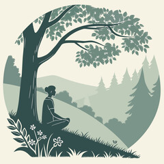 silhouette of a man sitting on a tree