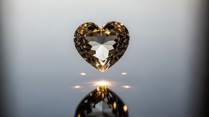 Heartshaped diamond gemstone reflection on transparent background