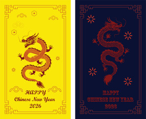 Festive Dragon Greeting Cards for Chinese New Year 2026
