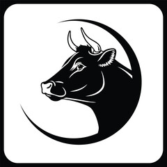 black and white cow logo vector design