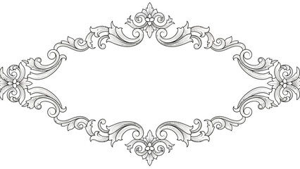 Intricate Baroque Style Ornamental Frame Design for Decorative Art and Invitations