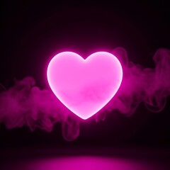 Illuminated Pink Heart Shape with Neon Effect