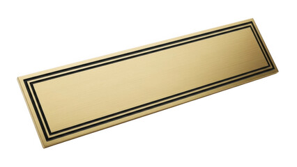 Gold plaque with black border isolated on transparent background