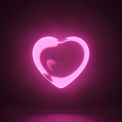 Illuminated Pink Heart Neon Sign on Transparent Background