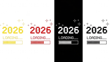 Futuristic Loading Screen with 2026 Year Pixel Art