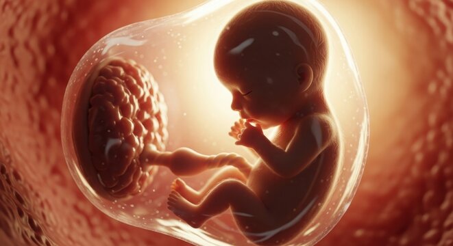 Human fetus developing inside the womb