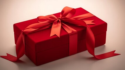 Obraz premium Red Gift Box with Bow Ribbon Presentation Holiday Season