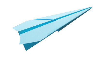 Blue paper airplane isolated on transparent background