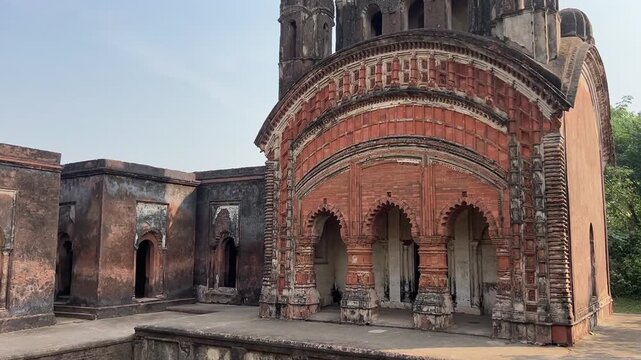 Ruins of multiple old terracotta temples at Pathra, Midnapore, India