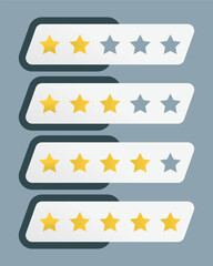 Star Rating Progression Graphic Showing One to Five Stars in Clean Tab Design