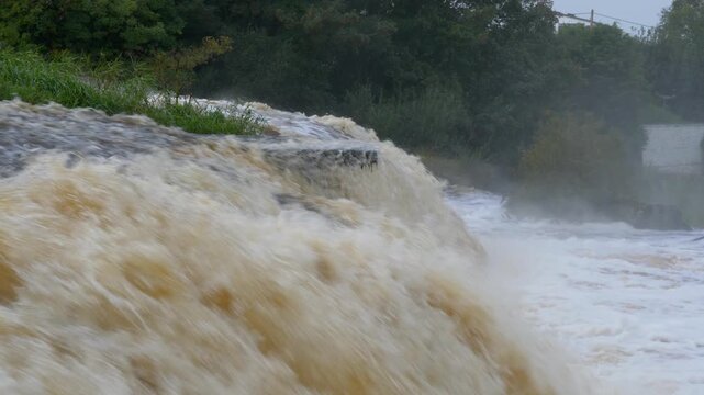 River rapids in Ennistymon, Ireland create a natural and dynamic scene