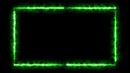 neon green electric energy webcam overlay frame with glowing light edges and transparent background alpha channel for gaming streaming esports events cyber design and global live broadcast