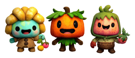 Obraz premium Colorful Plush Dolls Representing Nature's Bounty in Celebration of Gratitude