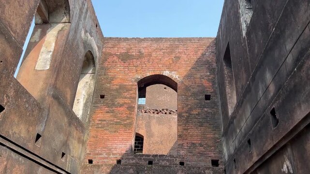 Inner side of the terracotta wall of Narajole Palace, Midnapore, India. 