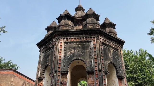 Terracotta Shiva temple at Narajole Palace, Midnapore, India. 