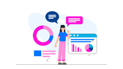 Investors Analyzing Market Trends on Tablets. Business Flat Vector Illustration