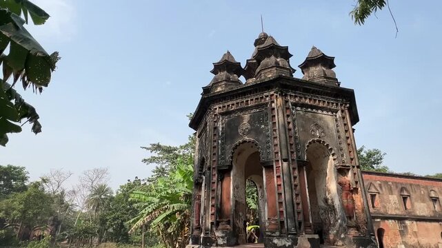 Famous terracotta Shiv temples at Narajole Palace, Midnapore, India. 