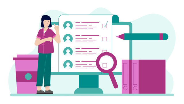 HR Team Hosting Virtual Employee Onboarding Tour. Business Flat Vector Illustration