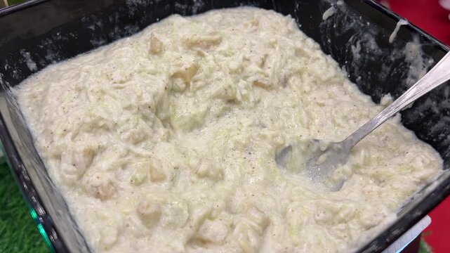Raita made with curd and gourd in an Indian wedding in India