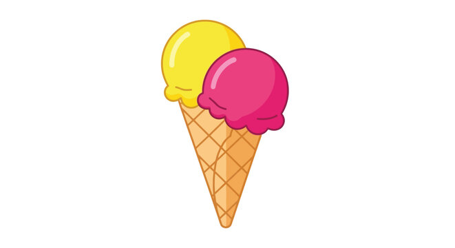 Delicious two scoop ice cream cone dessert.