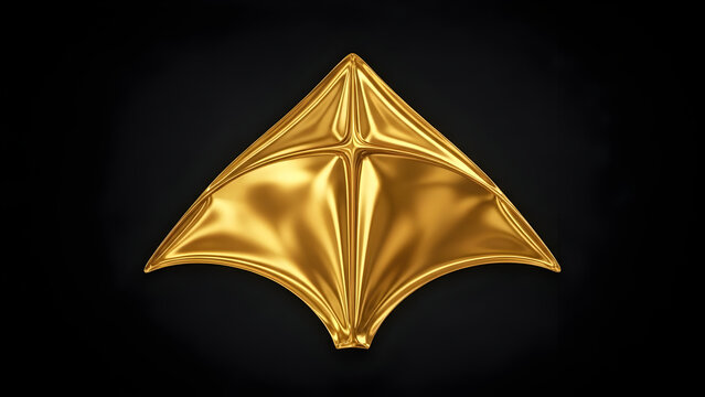 Golden kite vector illustration on black background. Luxury symbol for Makar Sankranti festival. Premium metallic texture design element for holiday greeting card and banner.
