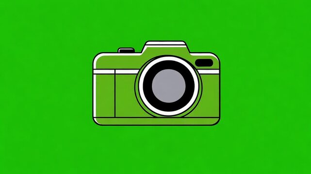 Camera photography icon illustration animation on green screen background