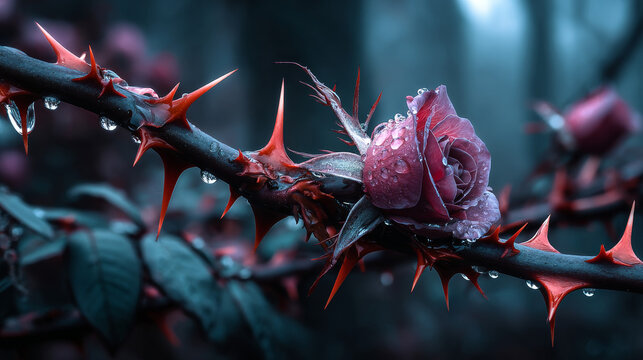 branches with thorns in winter background