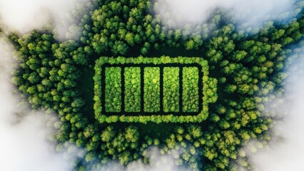 Green energy concept with forest battery isolated on transparent background