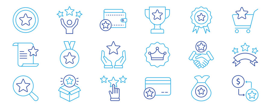 Exclusive benefit, prize, incentive, reward editable stroke outline icons set isolated on white background flat vector illustration. Pixel perfect.