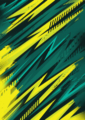 Dynamic Grunge Green Lighting Lines Abstract Design

