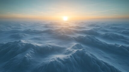 A breathtaking oceanic vista with rising sun creating a tranquil atmosphere