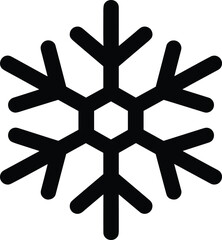 Intricate black and white snowflake vector illustration, symmetrical hexagonal crystalline design, winter seasonal decoration, meteorology educational graphic, detailed line art