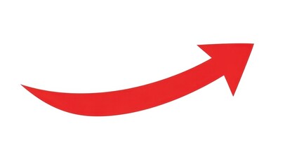 Red arrow pointing upwards and to the right isolated on transparent background