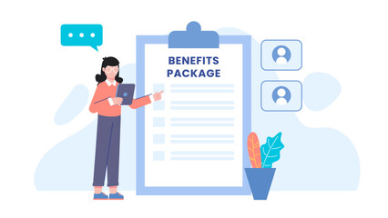 HR Rolling Out a New Benefits Package. Flat Vector Illustration