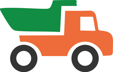 Fototapeta premium Orange and Green Dump Truck Icon for Construction and Industrial Logistics