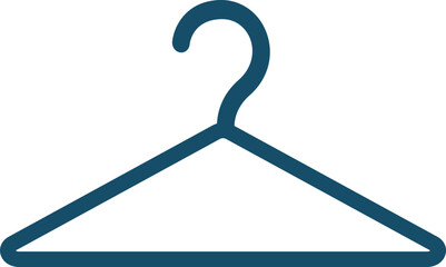 Navy Blue Clothes Hanger Line Icon for Fashion and Laundry Services