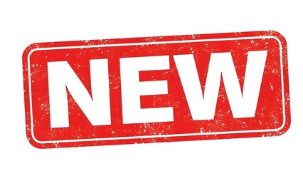 A red stamp with the word new in white letters