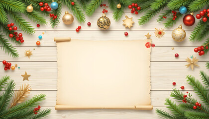 christmas greeting card with fir branches