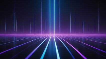 Vibrant neon light trails illuminate a sleek digital highway, symbolizing a futuristic data journey through an abstract virtual landscape, creating an immersive cyber dimension