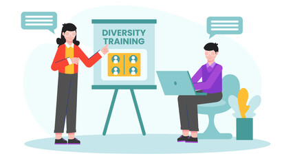 Diversity Training Workshop in Progress. Flat Vector Illustration