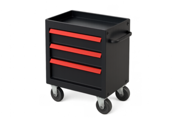 Rolling tool chest for storing workshop equipment, transparent background