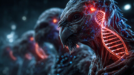 Bird Flu Pandemic Virus Concept, bird flu symptoms in humans, h5n1 virus 3d rendering 