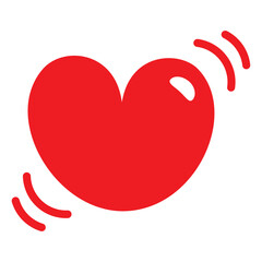 手書きの動く絵文字ハート　赤　単体